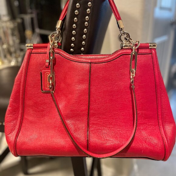 Authentic Coach Madison Cherry/ Red Satchel/Shoulder Bag - Picture 8 of 14